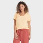 Women's Short Sleeve Scoop Neck T-shirt - A New Day Yellow