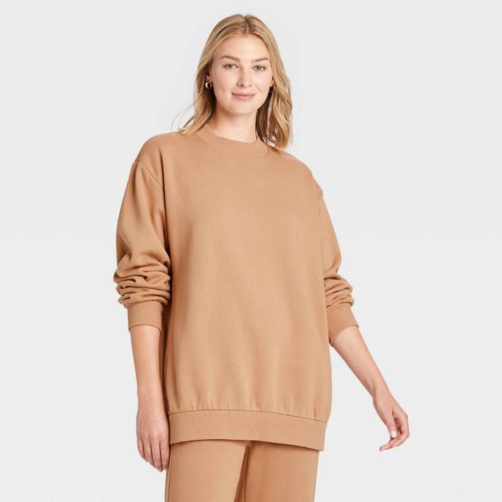 Women's Oversized Sweatshirt - A New Day Tan