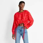 Women's Striped Long Sleeve Drawstring Blouse - Future Collective With Kahlana Barfield Brown Red/orange Xxs