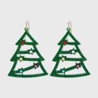 No Brand Christmas Tree And Multi Stone Earrings - Green