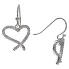Target Women's Heart Drop Earrings With Clear Pave Cubic Zirconia In Sterling Silver - Clear/gray