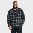 Men's Big & Tall Midweight Flannel Button-down Shirt - Goodfellow & Co Black