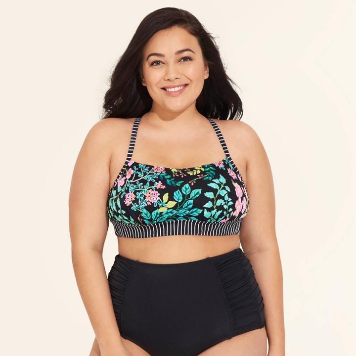 Target Women's Slimming Control Bikini Top - Beach Betty By Miracle Brands Black Floral