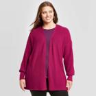 Women's Plus Size Essential Open-front Cardigan - A New Day Dark Pink
