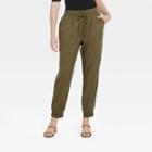 Women's High-rise Woven Ankle Jogger Pants - A New Day Olive Green