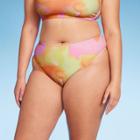 Women's High Leg Cheeky Bikini Bottom - Wild Fable Pink/orange/yellow Tie-dye X