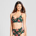 Vanilla Beach Women's Floral Print Scallop Underwire Bikini Top - Floral Forest D/dd Cup, Green