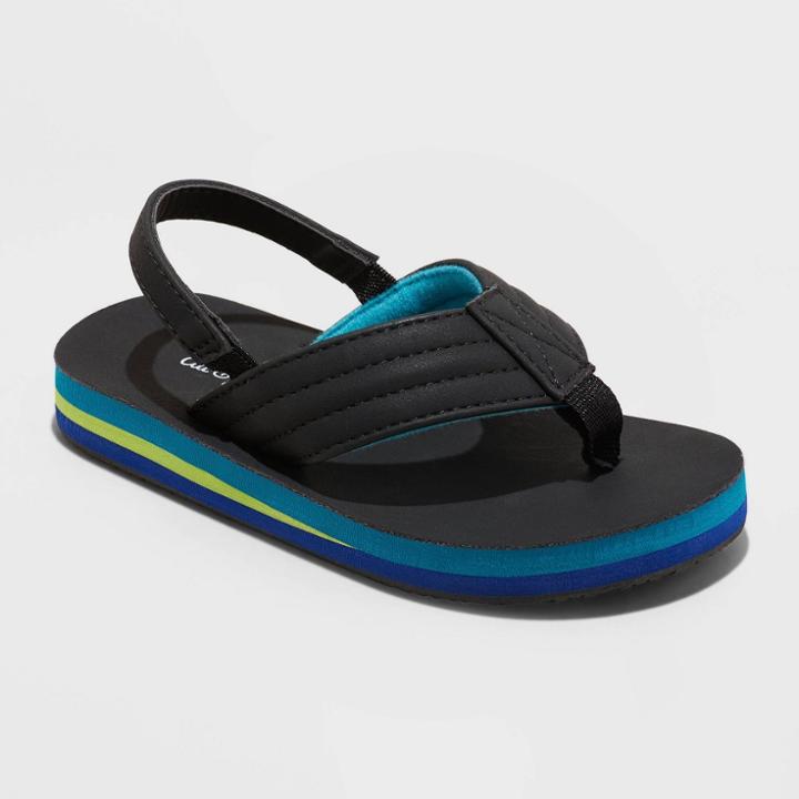 Toddler Boys' Ash Slip-on Thong Sandals - Cat & Jack Black/teal