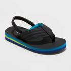 Toddler Boys' Ash Slip-on Thong Sandals - Cat & Jack Black/teal