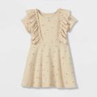 Grayson Collective Toddler Girls' Floral Ribbed Ruffle Short Sleeve Dress - Cream