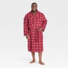 Men's Big & Tall Plaid Microfleece Robe - Goodfellow & Co Burgundy