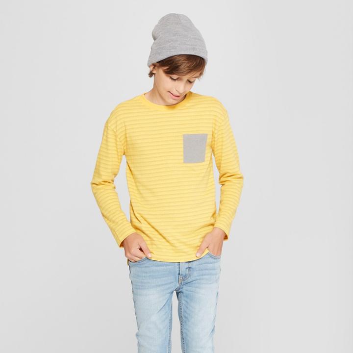Boys' Long Sleeve Heathered T-shirt - Cat & Jack Yellow