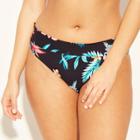 Women's Fold Over Hipster Bikini Bottom - Sunn Lab Swim Black Floral