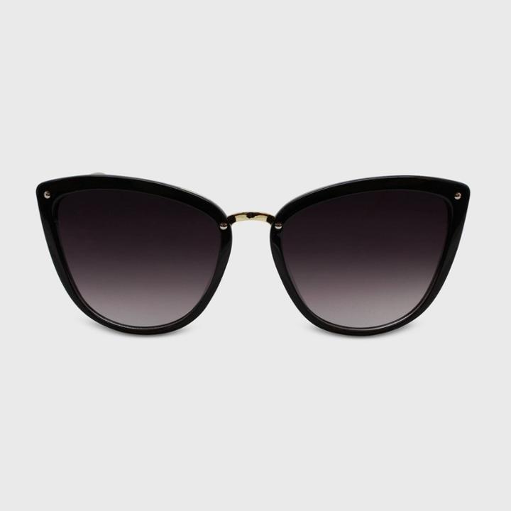 Women's Cateye Plastic Metal Combo Sunglasses - A New Day Black, Black/grey