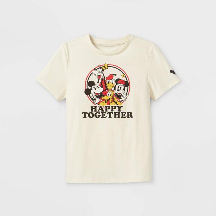 Kids' Disney Happy Together Short Sleeve T-shirt - Off-white L - Disney
