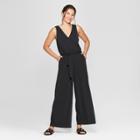 Women's Sleeveless Wrap Front Jumpsuit - A New Day Black