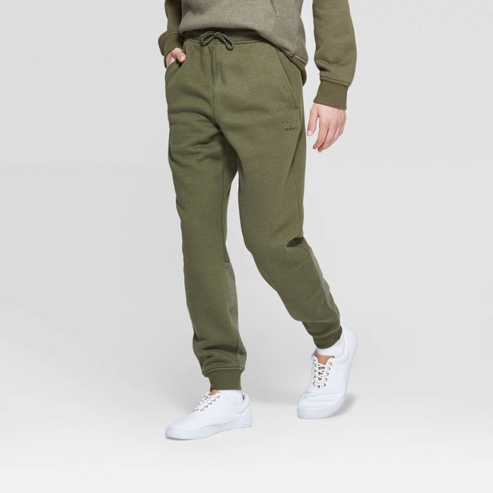 Umbro Men's Fleece Jogger Pants - Olive Night Heather L, Size: Large, Green Black Grey