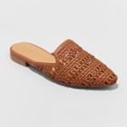 Women's Whisper Wide Width Woven Backless Slip On Mules - Universal Thread Cognac (red) 9.5w,