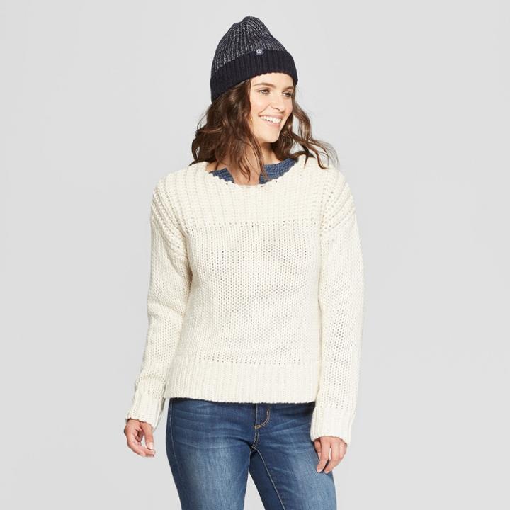 Women's Long Sleeve Chunky Knit Sweater - Universal Thread Cream (ivory)