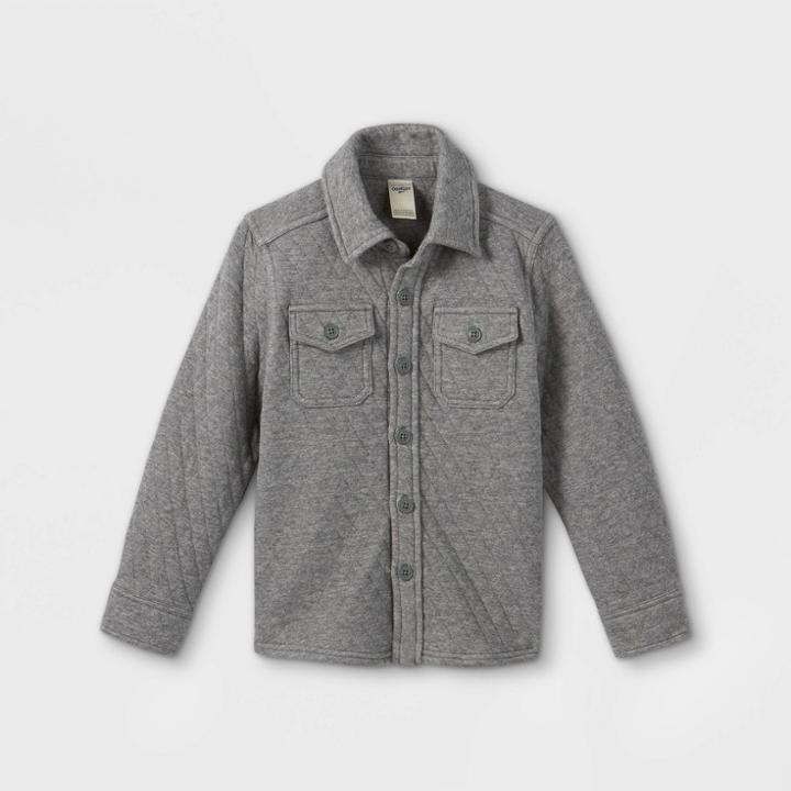 Oshkosh B'gosh Toddler Boys' Quilted Long Sleeve Button-down Shirt - Heather Gray