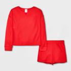 Girls' 2pc Waffle Pajama Set - Art Class Red
