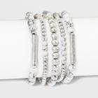Semi Precious White Howlite Fashion Bracelet Set - Universal Thread White/silver