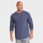 Men's Big & Tall Regular Fit Long Sleeve Henley T-shirt - Goodfellow & Co Navy