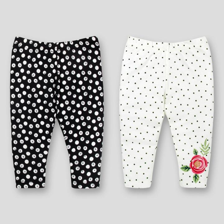 Lamaze Baby Girls' 2pk Printed Pants - Black/white