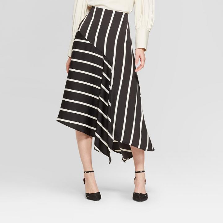 Women's Striped Seamed Midi Slip Skirt - Who What Wear Black/white 4, Black/white