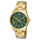 Peugeot Watches Women's Peugeot Round Stainless Steel Multifunction Bracelet Watch - Gold And Green, Gold/green