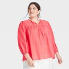 Women's Plus Size Long Sleeve Blouse - A New Day Red