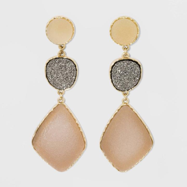 Sugarfix By Baublebar Multi-tone Tiered Druzy Drop Earrings - Blush Pink, Girl's