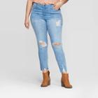 Women's Plus Size Mid-rise Distressed Girlfriend Cropped Skinny Jeans - Universal Thread