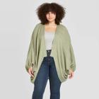 Women's Plus Size Plaid Woven Overcoat Cocoon Jacket - Universal Thread Olive One Size, Green