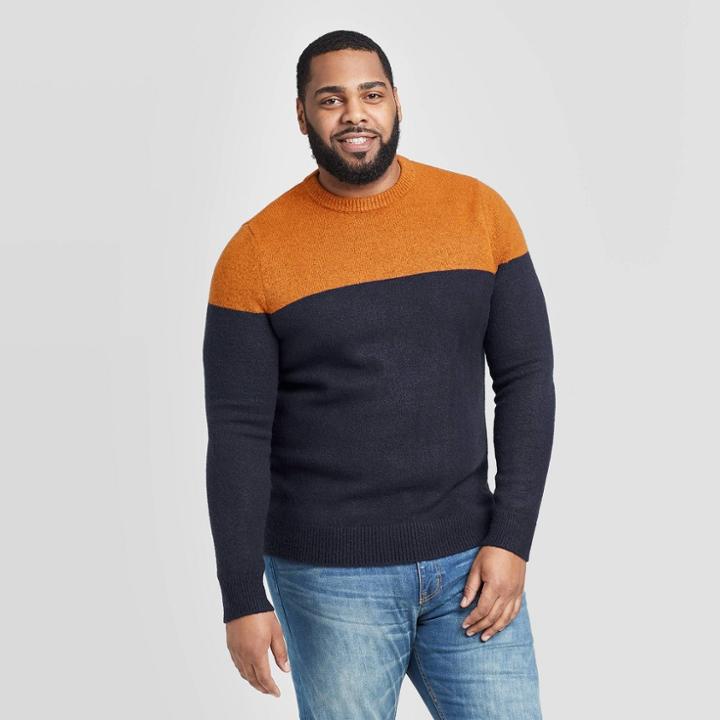 Men's Big & Tall Sriped Fairisle Cozy Sweater - Goodfellow & Co Gold