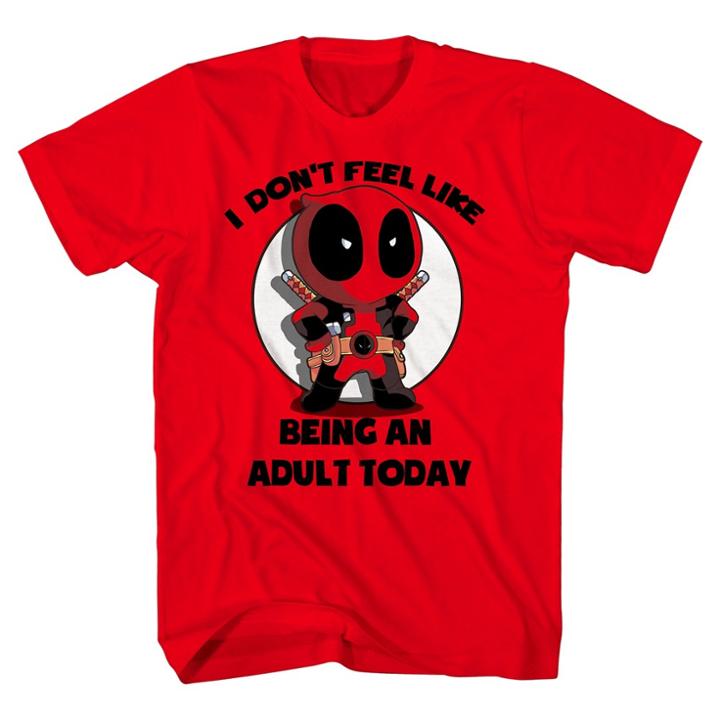 Men's Marvel Deadpool I Don't Feel Like Being An Adult Today T-shirt - Red