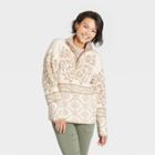Women's Mock Turtleneck Quarter Zip Damask Pullover Sweater - Knox Rose Ivory