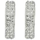 Distributed By Target Hoop Post Earrings Plated Brass 1/2 Hoop With Crystal _silver/clear,