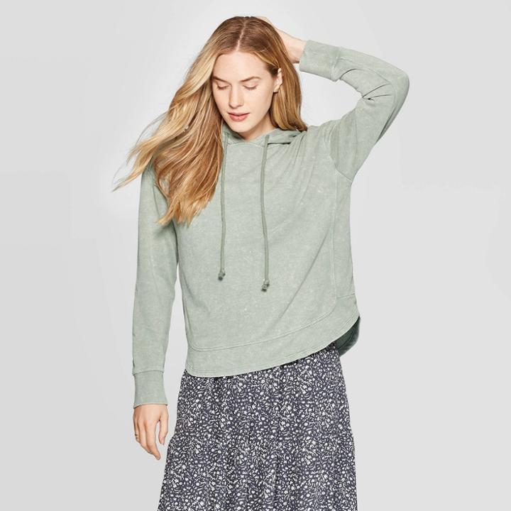 Women's Long Sleeve Dolman Hoodie - Universal Thread Green