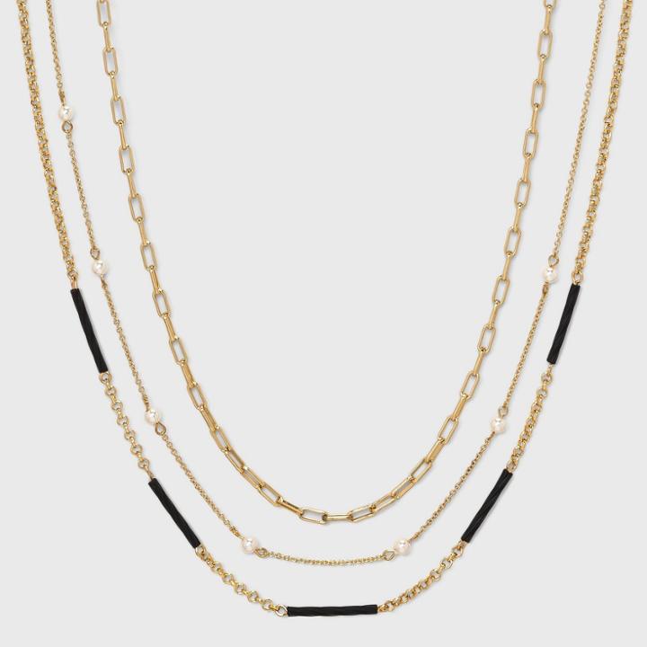 Beaded Chain Necklace Set 3pc - A New Day Black