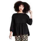 Women's Long Sleeve Babydoll Tie Back Trapeze Top - Rachel Comey X Target Black Xxs