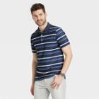 Men's Striped Short Sleeve Performance Polo Shirt - Goodfellow & Co Xavier Navy
