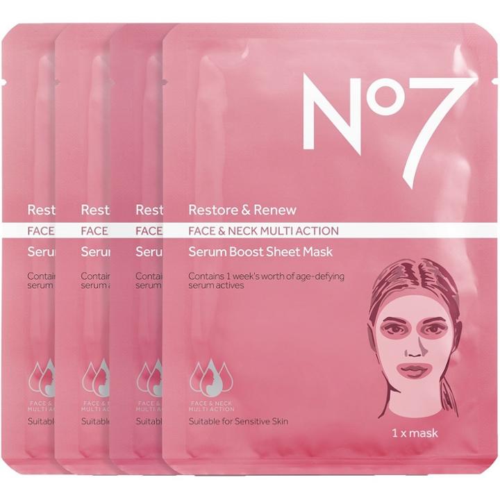 No7 Restore & Renew Multi Action Serum Boost Face Mask Sheet Value Pack