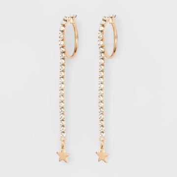 Sure Fit Rhinestone Charm Star, Zinc Shiny Hoop Earrings - Wild Fable Bright Gold