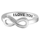 Distributed By Target Women's Sterling Silver Elegantly Engraved Infinity Ring With I Love You - White