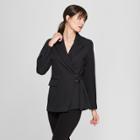 Women's Long Sleeve Side Tie Collared Blazer - Prologue Black