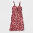 Sleeveless Linen Baby Doll Maternity Dress - Isabel Maternity By Ingrid & Isabel Coral Berry Floral Print S, Pink Pink Floral