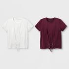 Girls' Corset 2pk Short Sleeve T-shirt - Art Class Maroon/white Xxl, Red Off-white