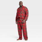 Men's Big & Tall Holiday Tartan Plaid Flannel Matching Family Pajama Set - Wondershop Red