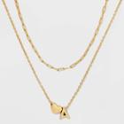 14k Gold Dipped 'a' Initial With Heart Chain Necklace - A New Day Gold